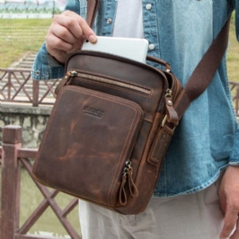 Miesten Aitoa Nahkaa Monitoiminen Monitaskuinen Vintage-salkut Messenger Bag Crossbody Bag Käsilaukku