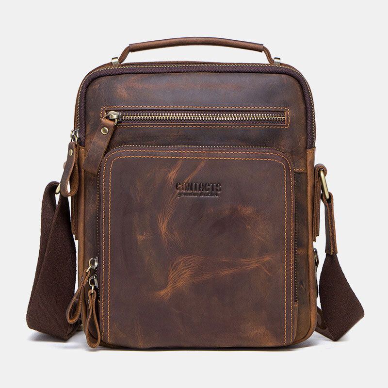 Miesten Aitoa Nahkaa Monitoiminen Monitaskuinen Vintage-salkut Messenger Bag Crossbody Bag Käsilaukku