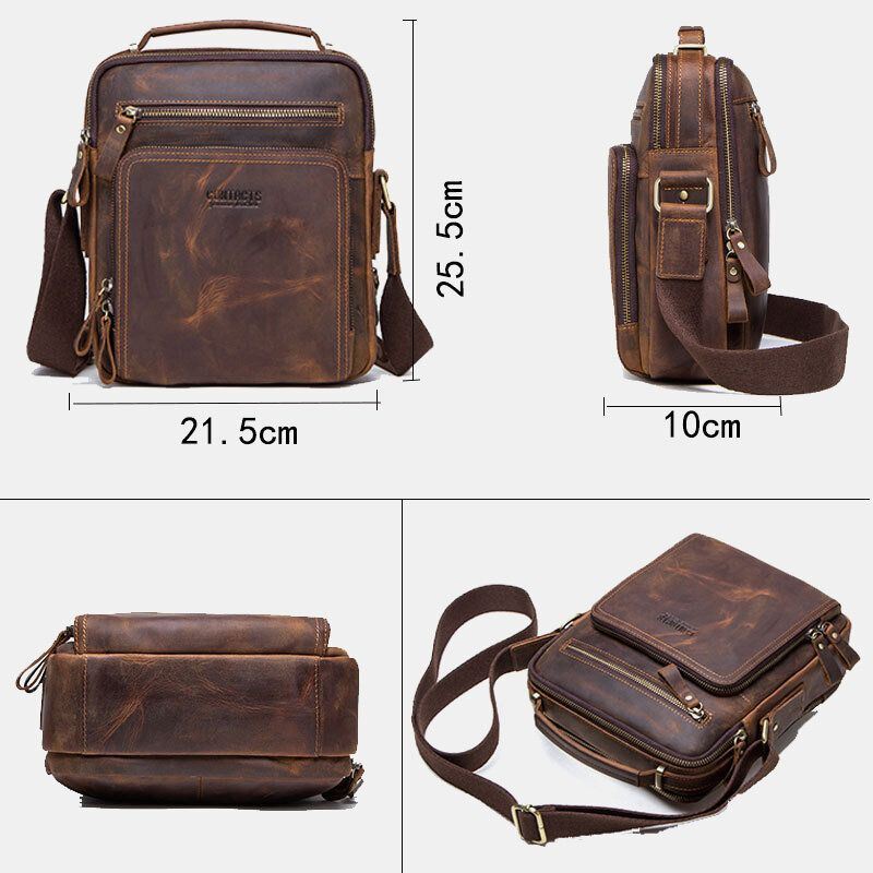 Miesten Aitoa Nahkaa Monitoiminen Monitaskuinen Vintage-salkut Messenger Bag Crossbody Bag Käsilaukku