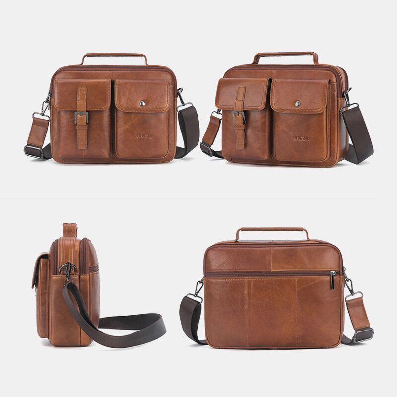 Miesten Aitoa Nahkaa Monitoiminen Retro Suurikapasiteettinen Käsilaukku Olkalaukku Cross Body Bag