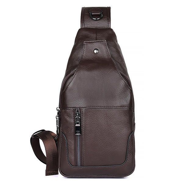 Miesten Aitoa Nahkaa Oleva Minimalistinen Vintage Crossbody -laukku Vapaa-ajan Rintalaukku Viikonloppulaukku