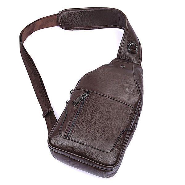 Miesten Aitoa Nahkaa Oleva Minimalistinen Vintage Crossbody -laukku Vapaa-ajan Rintalaukku Viikonloppulaukku