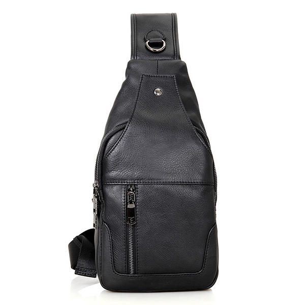 Miesten Aitoa Nahkaa Oleva Minimalistinen Vintage Crossbody -laukku Vapaa-ajan Rintalaukku Viikonloppulaukku