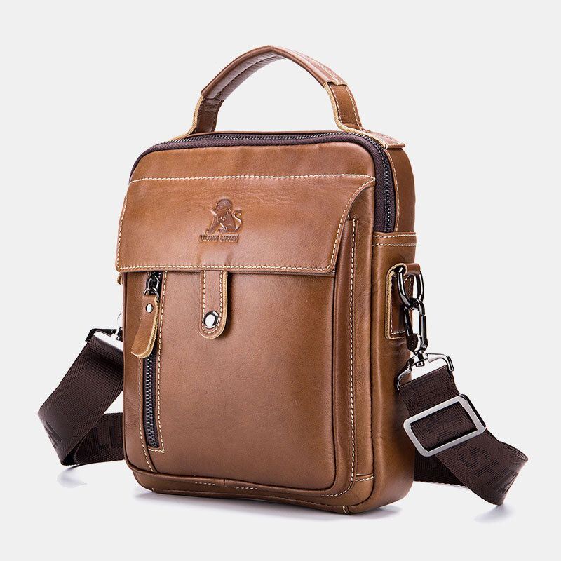 Miesten Aitoa Nahkaa Oleva Retro-yritys Pieni Lehmännahkainen Olkalaukku Crossbody-laukku