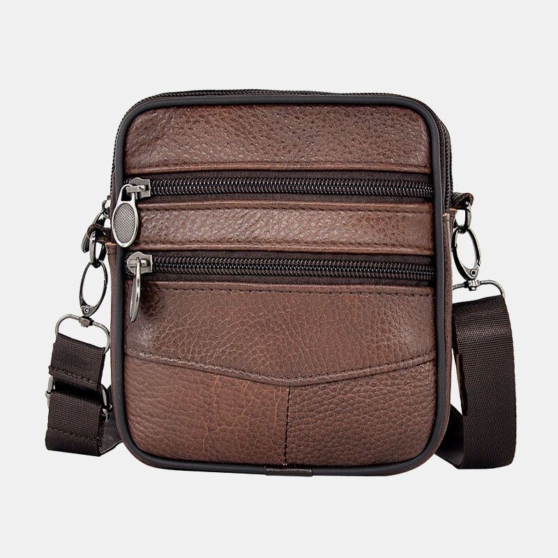 Miesten Aitoa Nahkaa Oleva Suurikokoinen Business Multi-carry Crossbody -laukku