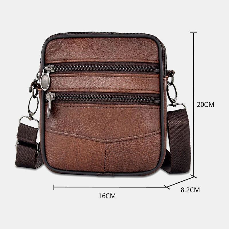 Miesten Aitoa Nahkaa Oleva Suurikokoinen Business Multi-carry Crossbody -laukku