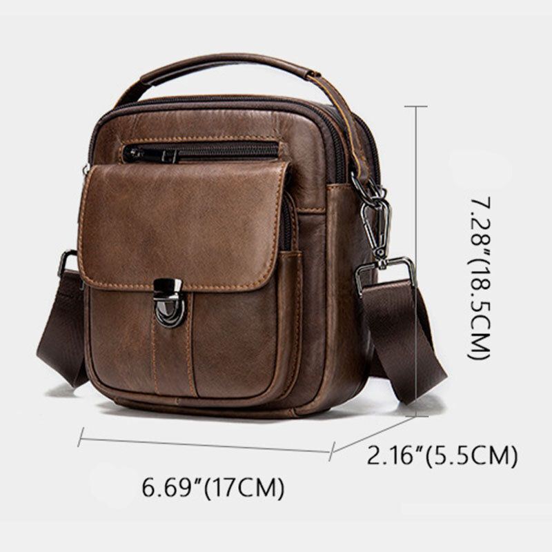 Miesten Aitoa Nahkaa Selkänoja Varkaudenesto Tasku Crossbody Laukut Retro Multi-tasku Kulutuksenkestävä Messenger Bag Olkalaukku