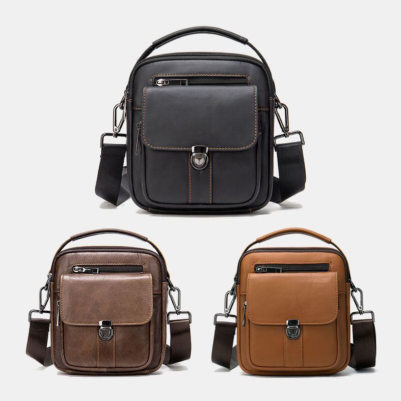 Miesten Aitoa Nahkaa Selkänoja Varkaudenesto Tasku Crossbody Laukut Retro Multi-tasku Kulutuksenkestävä Messenger Bag Olkalaukku