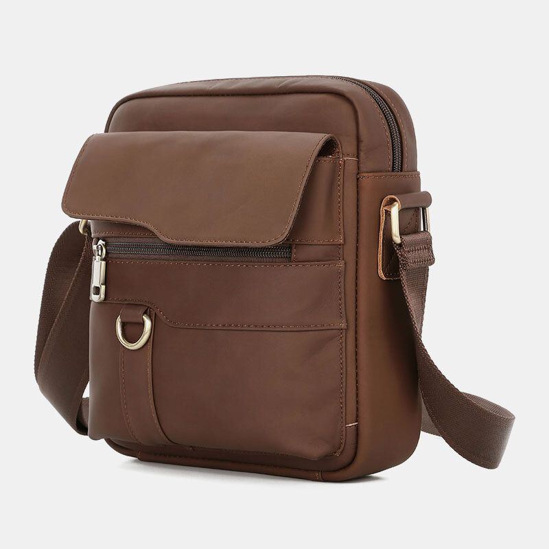 Miesten Aitoa Nahkaa Suuri Kapasiteetti Vintage Casual 6.5 Tuuman Puhelinlaukku Crossbody Bag Olkalaukku Messenger Salkku