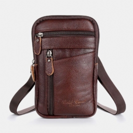 Miesten Aitoa Nahkaa Suuri Tilavuus Vintage 6.5 Tuuman Puhelinlaukku Vyötärölaukku Crossbody Laukku Olkalaukku