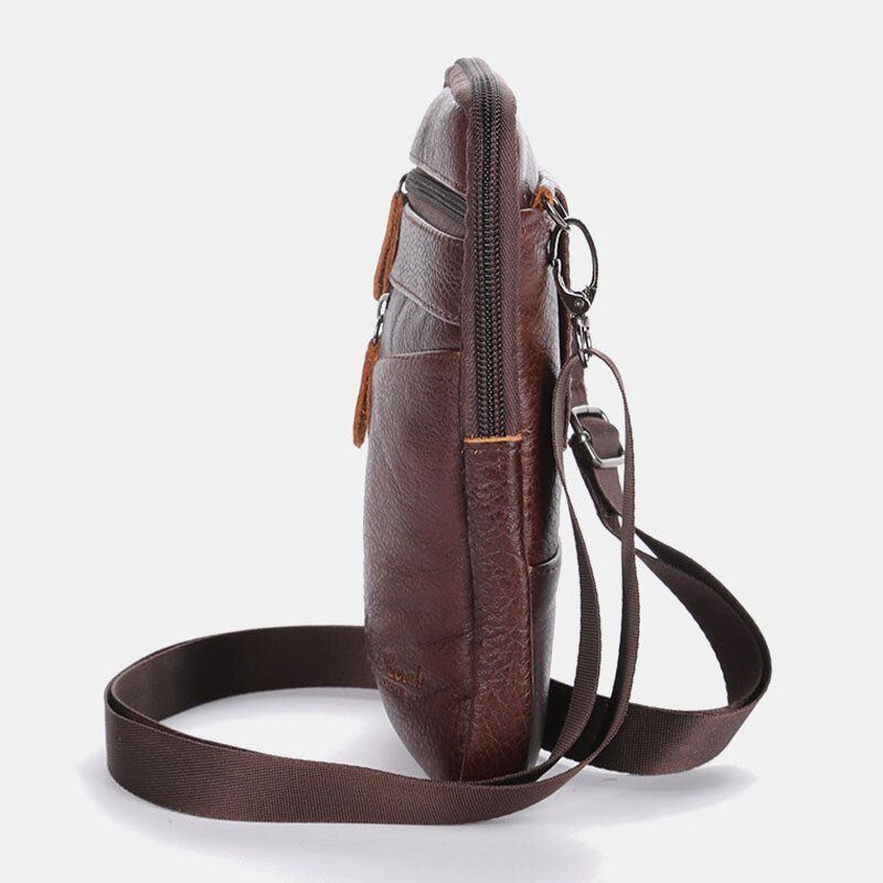 Miesten Aitoa Nahkaa Suuri Tilavuus Vintage 6.5 Tuuman Puhelinlaukku Vyötärölaukku Crossbody Laukku Olkalaukku