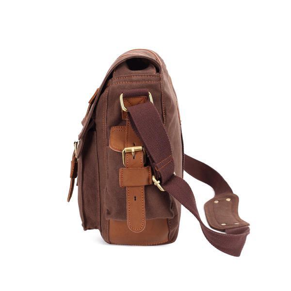 Miesten Canvas Mikrokuituinen Nahka Rento Ulkoilu Messenger Olkalaukku Crossbody