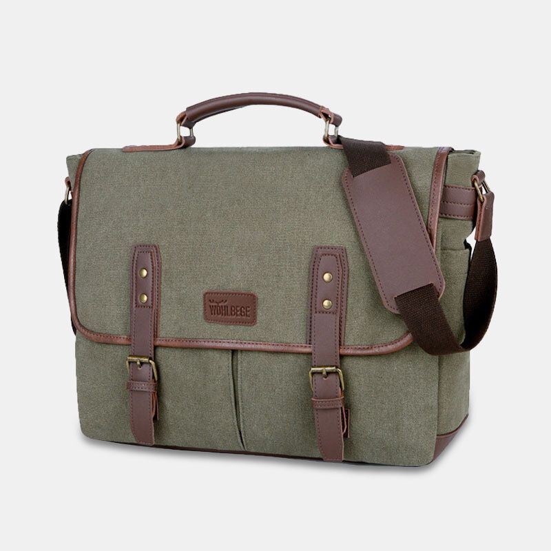 Miesten Canvas Monitaskuinen Kulumisenkestävä Vintage Business Messenger Bag Kannettavan Tietokoneen Laukku Crossbody Bag Käsilaukku