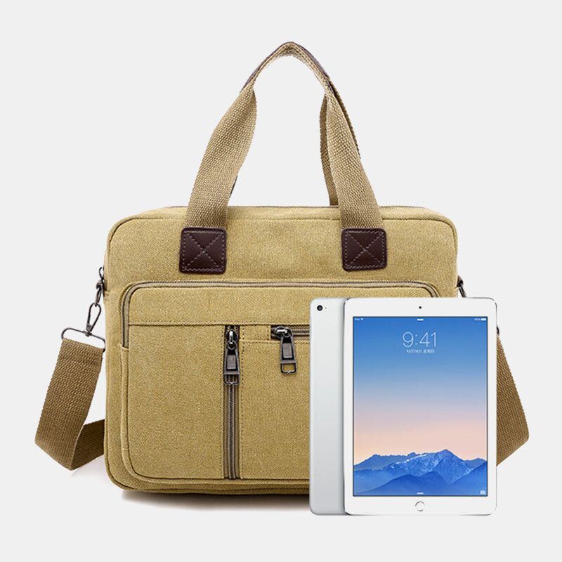 Miesten Canvas Monitaskuinen Suuri Kapasiteetti Varkaudenesto Crossbody Laukku