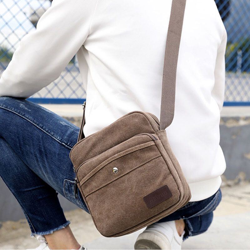 Miesten Canvas-olkalaukku Crossbody-laukku Ulkokäyttöön