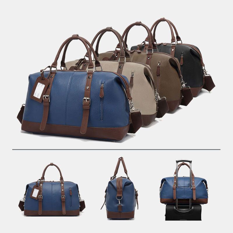 Miesten Canvas Pu Nahka Suuri Tilavuus Monitaskuinen Käsilaukku Olkalaukku Matkalaukku Duffle Bag Crossbody Laukku