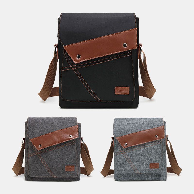 Miesten Canvas Vedenpitävä Monilokeroinen Läpällinen Crossbody Olkalaukku