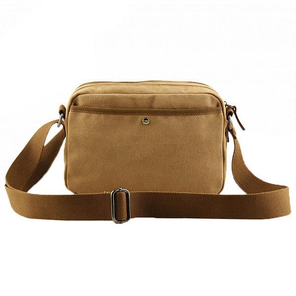 Miesten Canvas Vintage Leisure Crossbody -laukku Kiinteä Vaakasuuntainen Olkalaukku Viikonloppulaukku