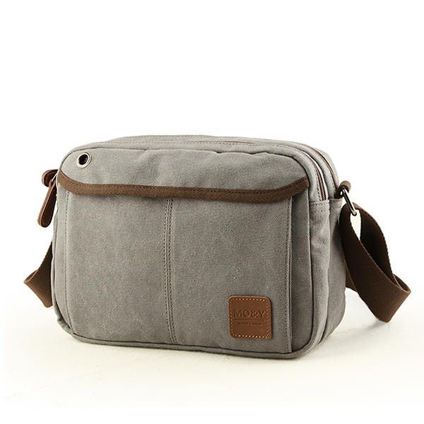 Miesten Canvas Vintage Leisure Crossbody -laukku Kiinteä Vaakasuuntainen Olkalaukku Viikonloppulaukku