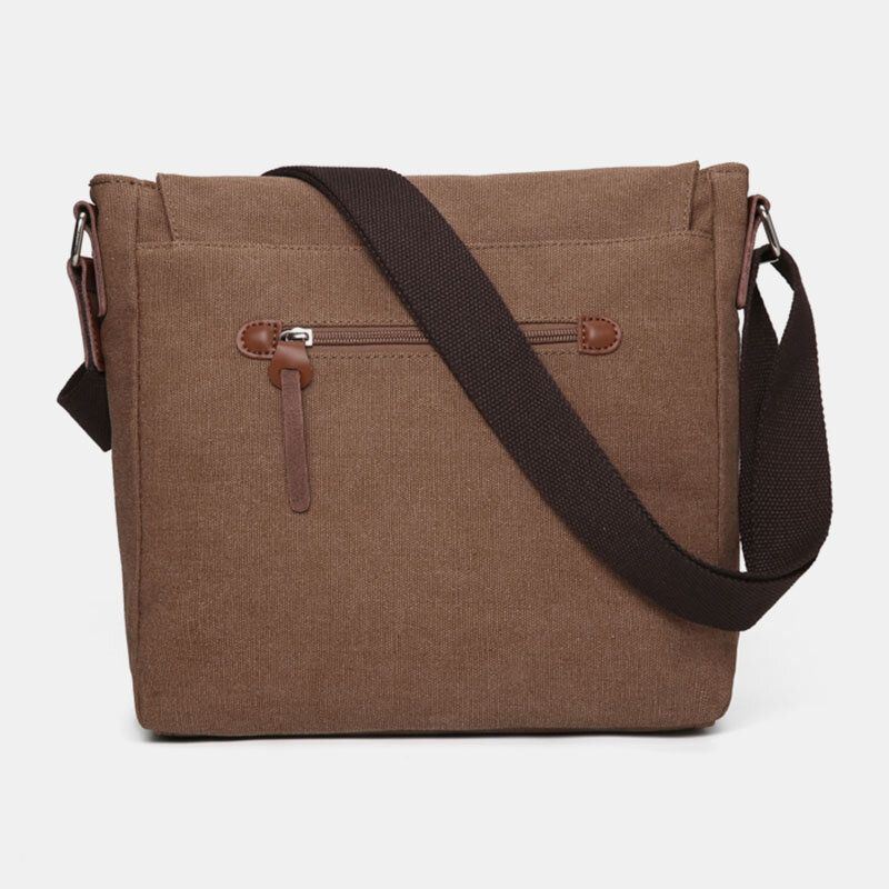 Miesten Kaksinkertainen Etutasku Suuri Tilavuus Crossbody-laukku Retro-kankainen Vaakasuora Yksivärinen Varkaudenesto Olkalaukku