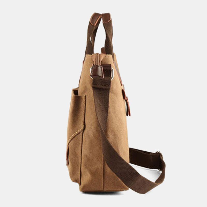 Miesten Kangas Monitaskuinen Kulutusta Kestävä Crossbody Laukut Retro Casual Suuri Vetoketjullinen Olkalaukku Käsilaukku