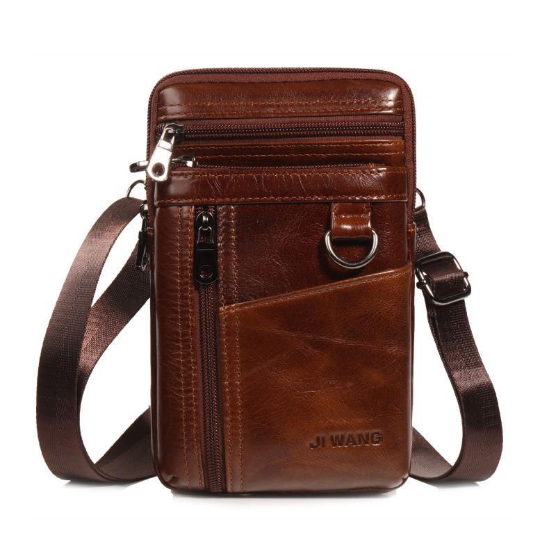 Miesten Lehmännahkainen Monitoimivyötärölaukku Vintage Crossbody -laukku