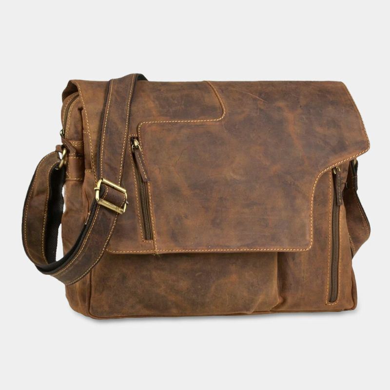 Miesten Monikäyttöinen Vintage Monitaskuinen Monipuolinen Rento Crossbody Laukku Olkalaukku