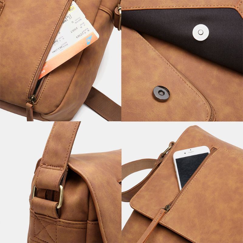 Miesten Monikäyttöinen Vintage Monitaskuinen Monipuolinen Rento Crossbody Laukku Olkalaukku