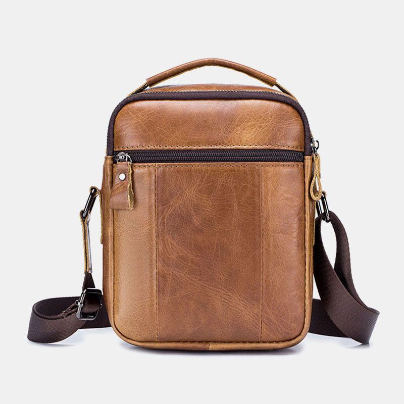 Miesten Monitaskuinen Aito Nahkainen Crossbody Laukut Takaosa Varkaudenesto Taskumuotoilu Kulutusta Kestävä Suurikokoinen Messenger Bag Käsilaukku