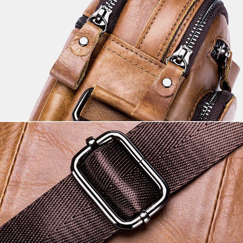 Miesten Monitaskuinen Aito Nahkainen Crossbody Laukut Takaosa Varkaudenesto Taskumuotoilu Kulutusta Kestävä Suurikokoinen Messenger Bag Käsilaukku