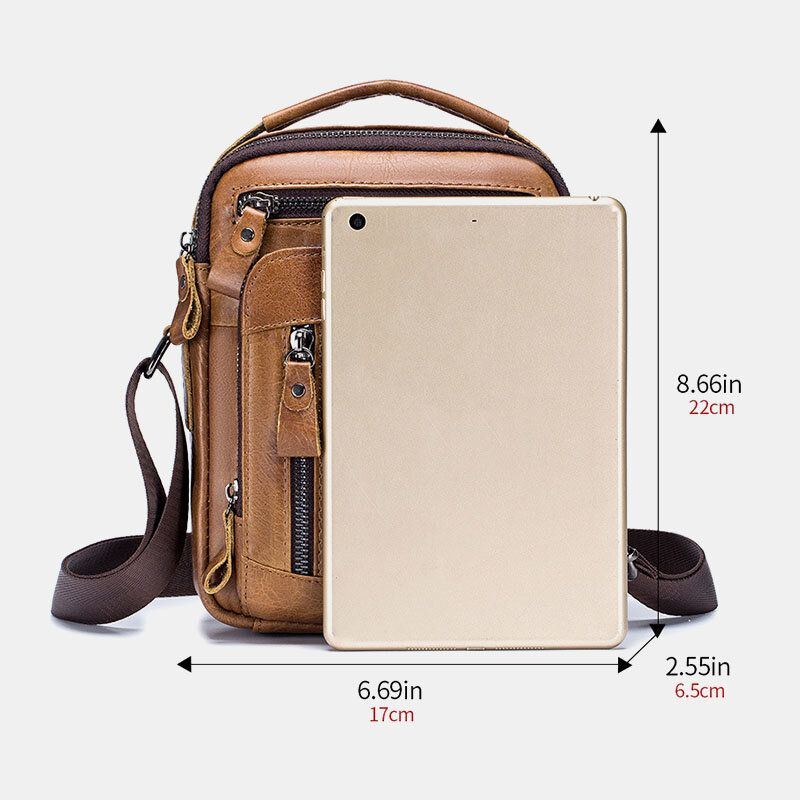 Miesten Monitaskuinen Aito Nahkainen Crossbody Laukut Takaosa Varkaudenesto Taskumuotoilu Kulutusta Kestävä Suurikokoinen Messenger Bag Käsilaukku