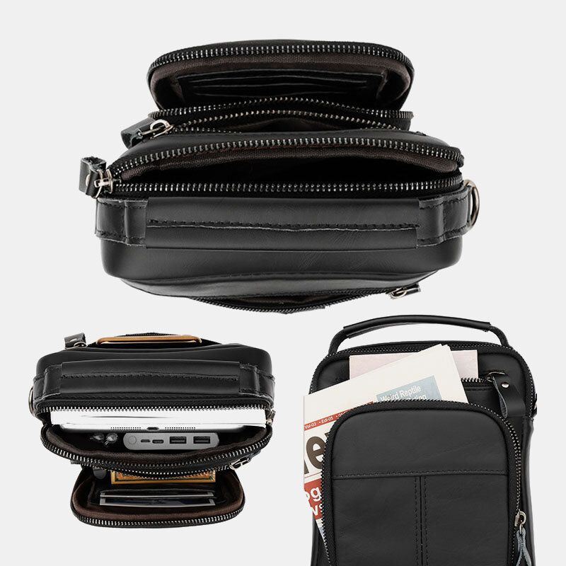 Miesten Monitaskuinen Retro 6.5 Tuuman Puhelinlaukku Vyötärölaukku Takaosa Varkaudenesto Tasku Design Crossbody Laukut Vyölaukku