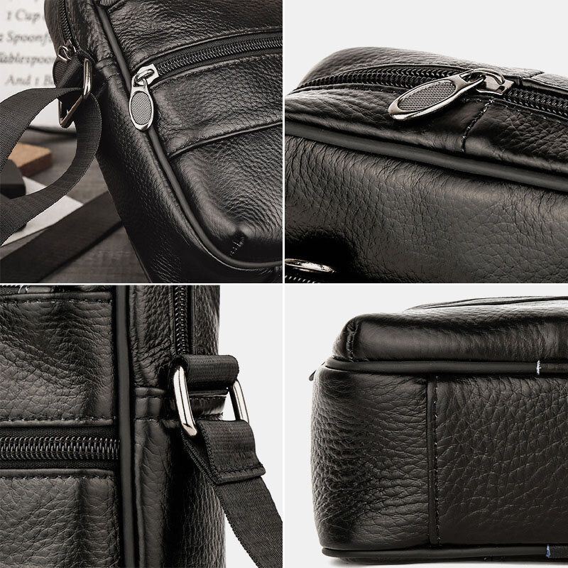 Miesten Monitaskuiset Varkaudenesto Ensimmäisen Kerroksen Lehmännahkaiset Crossbody Laukut Retro Suuri Kapasiteetti Kevyt 6.5 Tuuman Phne Bag Messenger Bag Käsilaukku