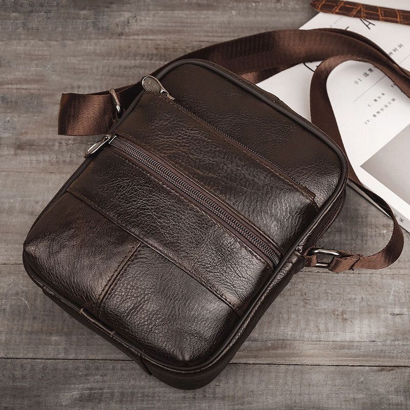 Miesten Monitaskuiset Varkaudenesto Ensimmäisen Kerroksen Lehmännahkaiset Crossbody Laukut Retro Suuri Kapasiteetti Kevyt 6.5 Tuuman Phne Bag Messenger Bag Käsilaukku