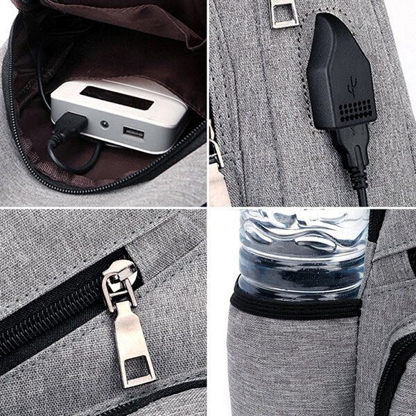 Miesten Oxford Suuren Kapasiteetin Rento Ulkoilu Usb-latausportti Sling Bag Rintalaukku Crossbody Bag