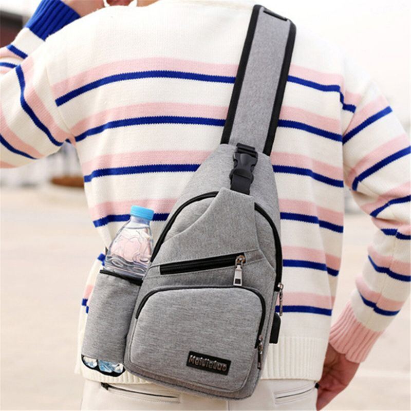 Miesten Oxford Suuren Kapasiteetin Rento Ulkoilu Usb-latausportti Sling Bag Rintalaukku Crossbody Bag