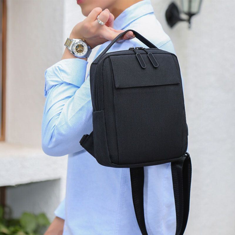 Miesten Polyesteri Usb-lataus Suuri Kapasiteetti Monikerroksinen Business Crossbody Bag Rintalaukku Sling Bag