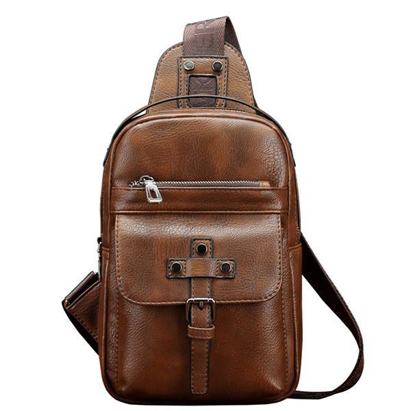 Miesten Pu Nahka Business Casual Rintalaukku Crossbody Olkalaukku Vapaa-aikaan