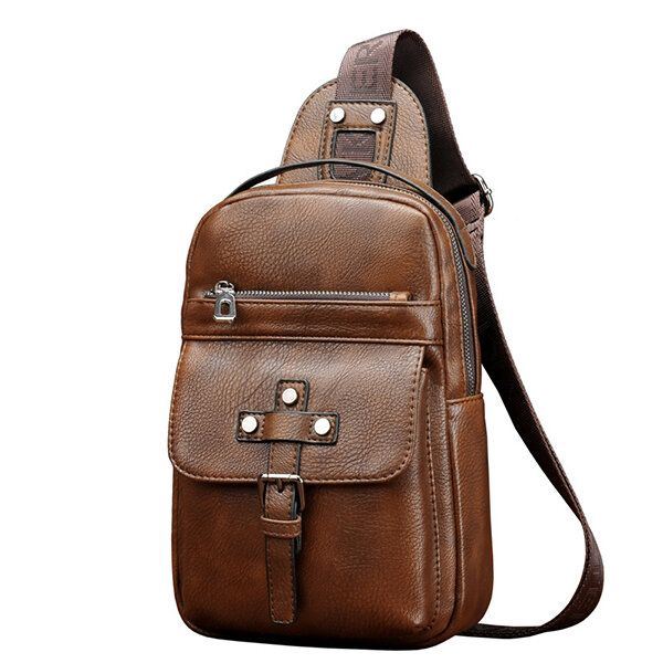 Miesten Pu Nahka Business Casual Rintalaukku Crossbody Olkalaukku Vapaa-aikaan