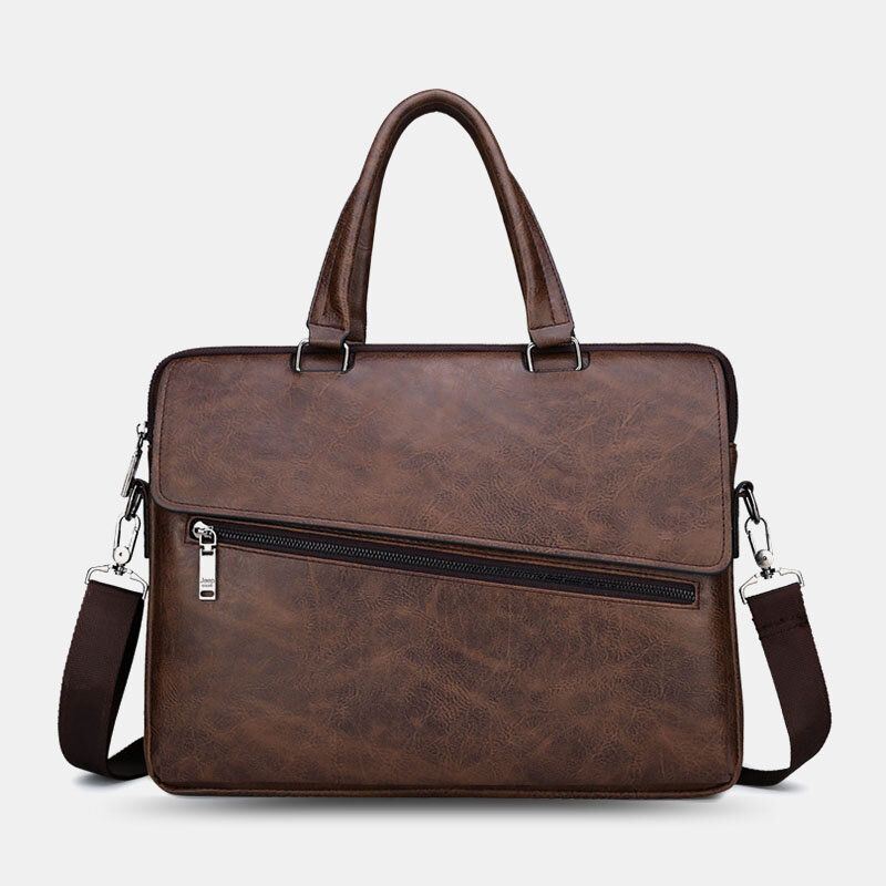 Miesten Pu Nahka Monikäyttöinen Varkaudenesto Vintage Business Messenger Bag Crossbody Bag Käsilaukku Olkalaukku