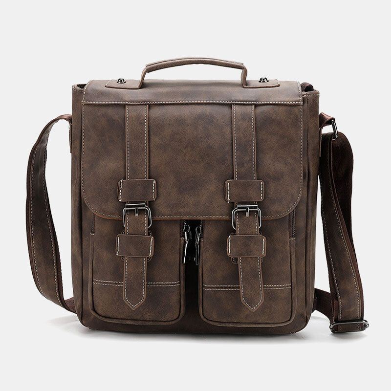 Miesten Pu Nahka Monitaskut Vintage Casual Vedenpitävä Hengittävä Crossbody Laukut Olkalaukut