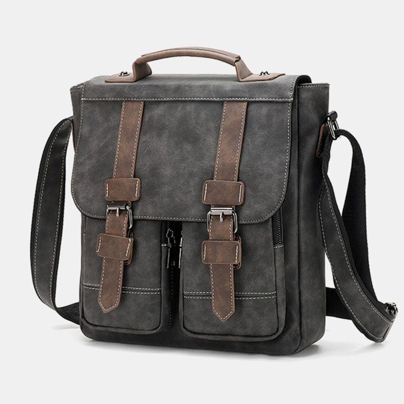 Miesten Pu Nahka Monitaskut Vintage Casual Vedenpitävä Hengittävä Crossbody Laukut Olkalaukut