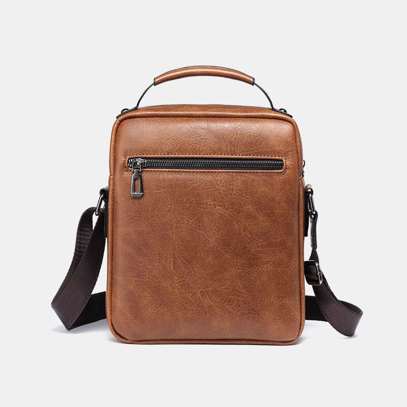 Miesten Pu Nahka Retro Business Suuri Tilavuus Monitaskuinen Yksivärinen Olkalaukku Crossbody Bag