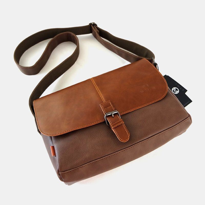 Miesten Pu Nahka Suuri Kapasiteetti Varkaudenesto Päällinen Vetoketju Vintage Rento Messenger Bag Crossbody Laukku Olkalaukku