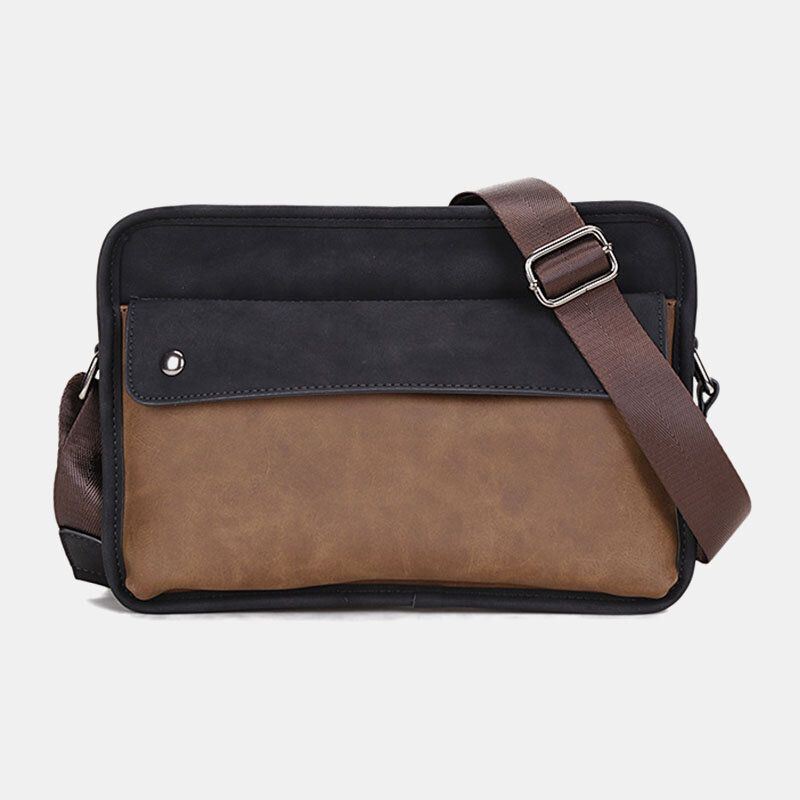 Miesten Pu Nahka Varkaudenesto Brittiläinen Retro Crossbody Laukut Olkalaukku Olkalaukku