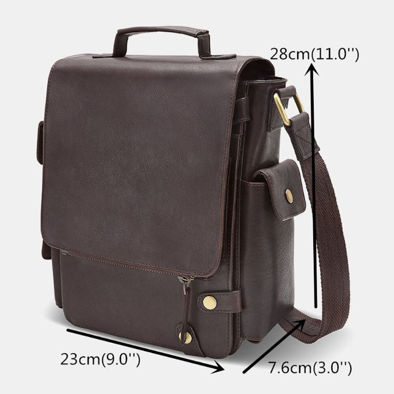 Miesten Pu Nahka Vintage Business Monitoimi Monitoimikorttipaikat Useita Taskuja Crossbody Laukku Olkalaukku