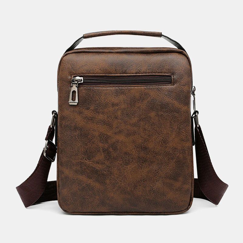 Miesten Rakenne Vetoketju Decor Crossbody Laukku Pu Nahka Vintage Monitaskuinen Olkalaukku Käsilaukku