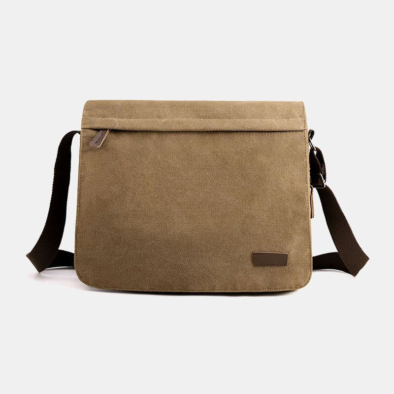 Miesten Retro Canvas Edessä Vetoketjutasku Crossbody Olkalaukku Jatkettava Design Rento Matkalaukku