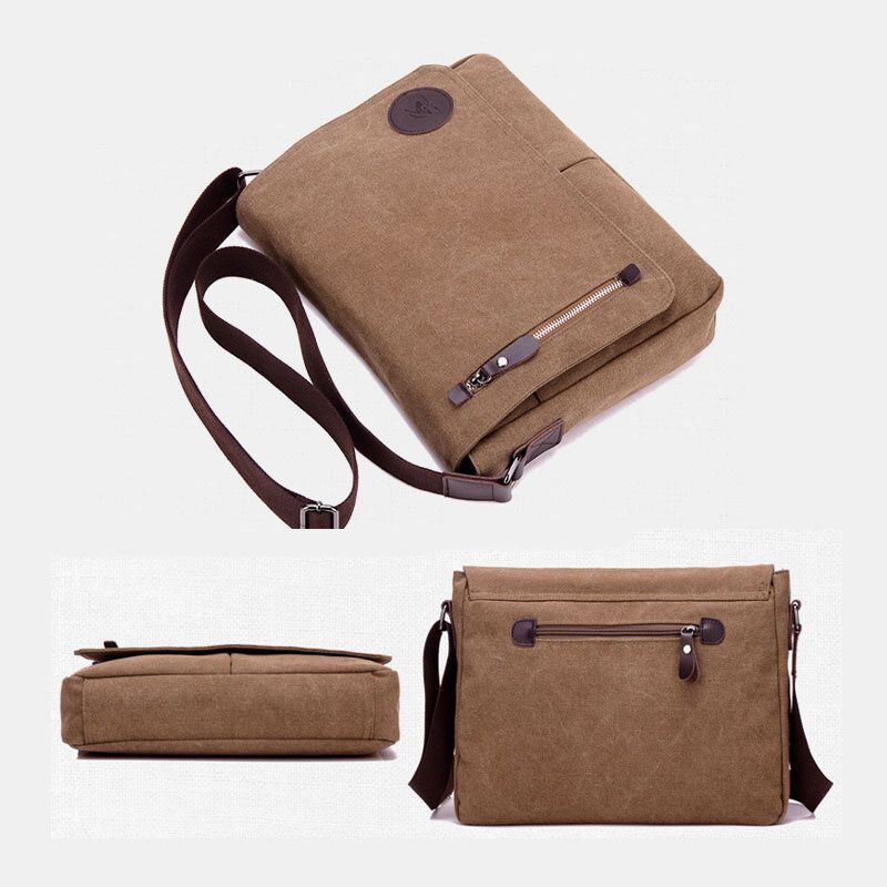 Miesten Retro Canvas Monitaskuinen Varkaudenesto Crossbody Olkalaukku Suuri Tilavuus Messenger Matkalaukku