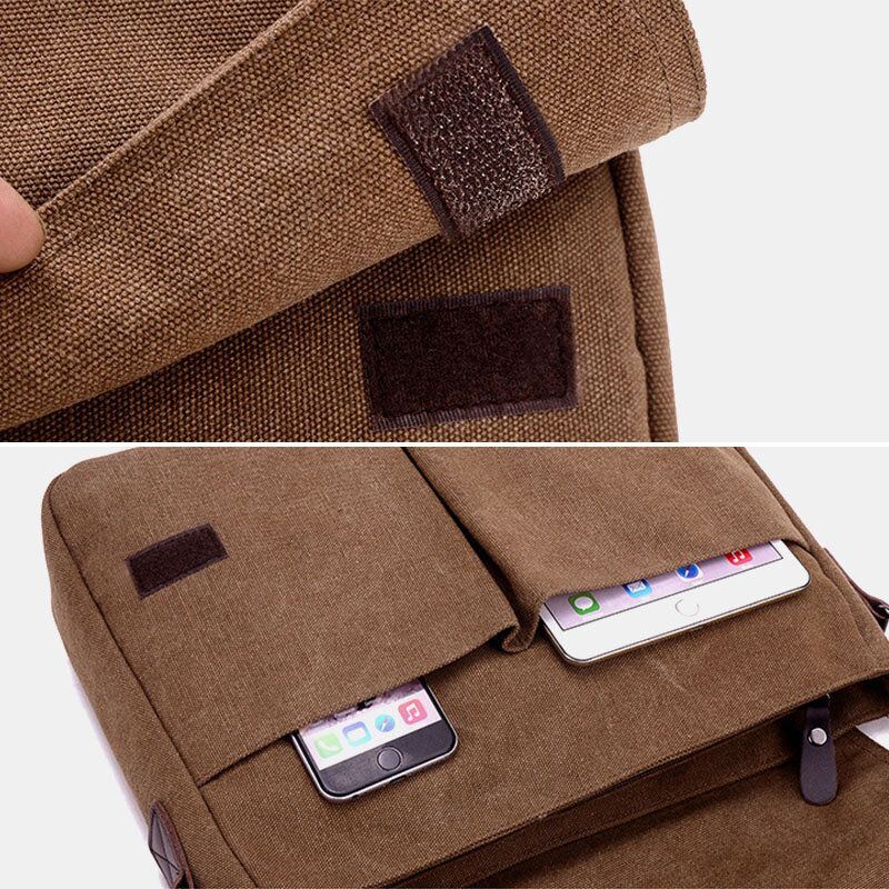 Miesten Retro Canvas Monitaskuinen Varkaudenesto Crossbody Olkalaukku Suuri Tilavuus Messenger Matkalaukku